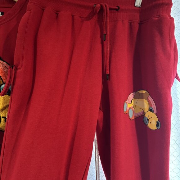 CIVILIZED BEAR CORE HOODIE SET Men’s Size M Red Cozy Preppy Y2k Vtg Retro - Picture 6 of 7